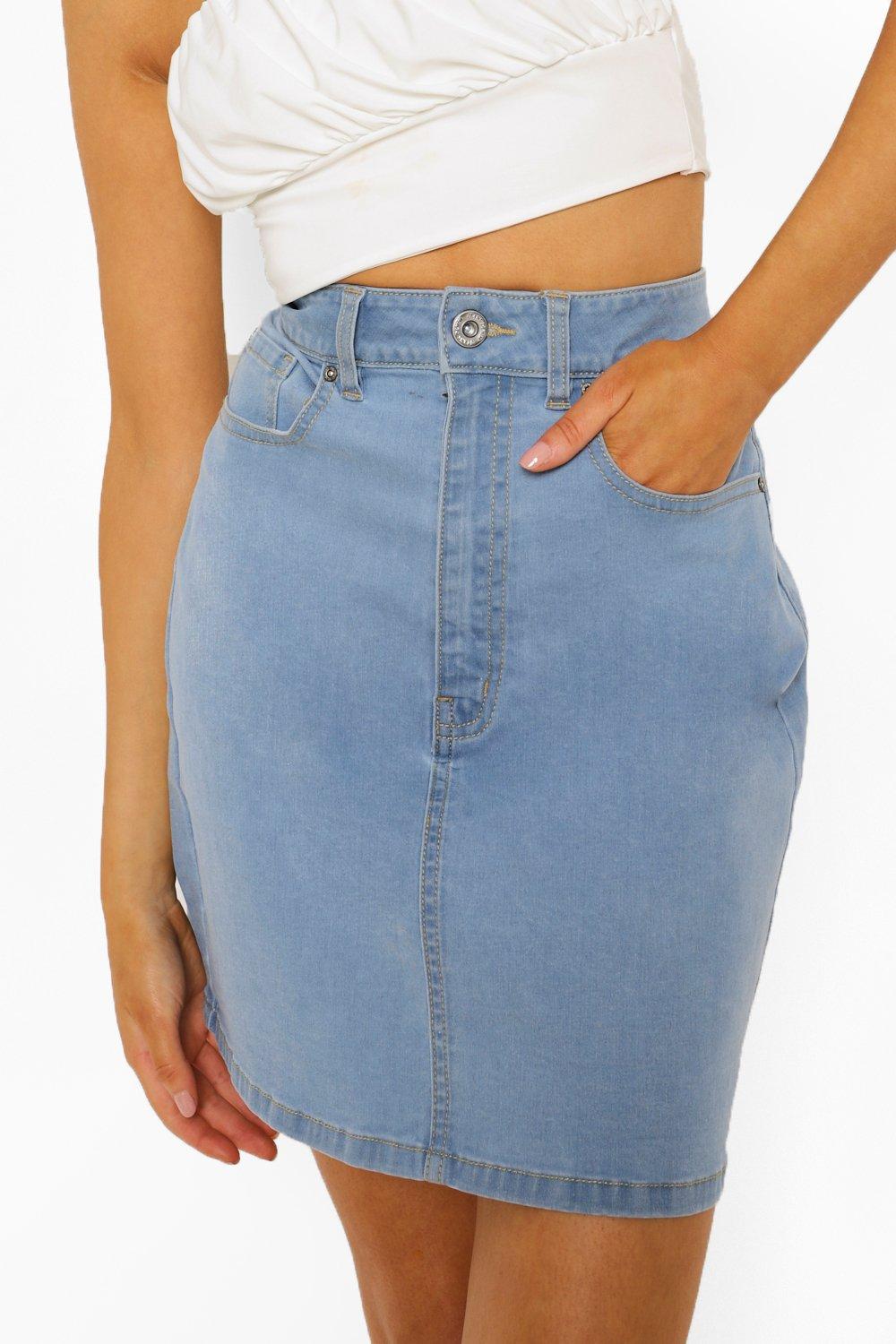 Knee length 2024 denim skirt boohoo